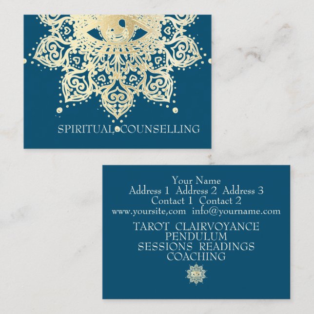Carte De Visite Conseil Spirituel, Tarot, Psychique Business Ca (Devant / Derrière)