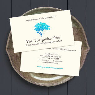 Carte De Visite Conseiller Arbre bleu turquoise