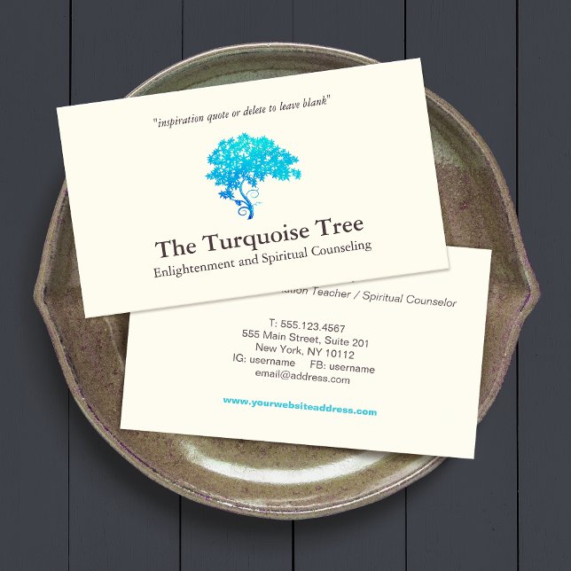 Carte De Visite Conseiller Arbre bleu turquoise (Créateur téléchargé)