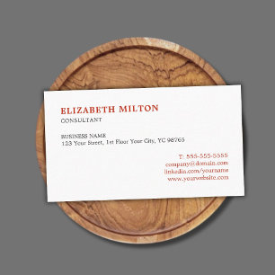Carte De Visite Conseiller blanc rouge élégant minimal