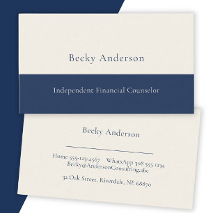 Carte De Visite Conseiller Classique Minimal Ivory Navy