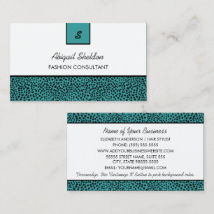 Carte De Visite Conseiller en mode à imprimé animal turquoise