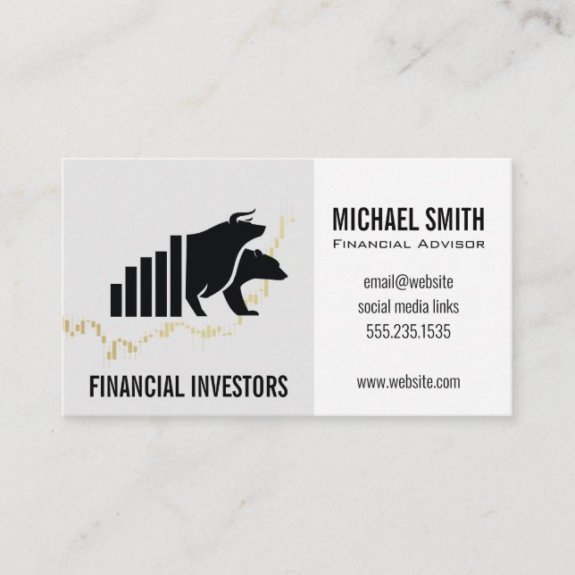 Carte De Visite Conseiller financier | Investissement | Icône du m (Devant)