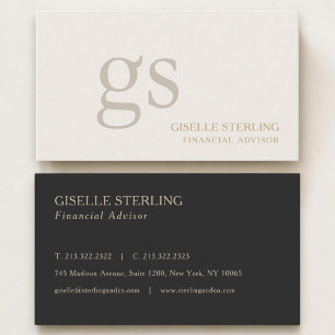 Carte De Visite Conseiller financier Monogramme Professionnel