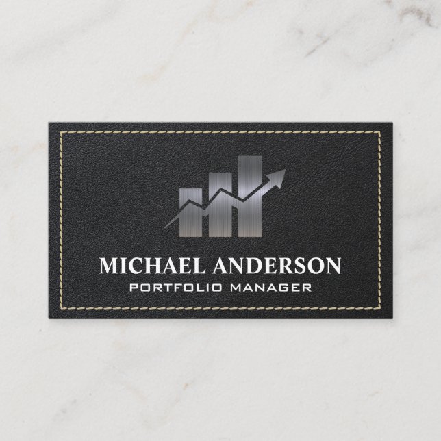 Carte De Visite Conseiller financier | Plan en cuir (Devant)