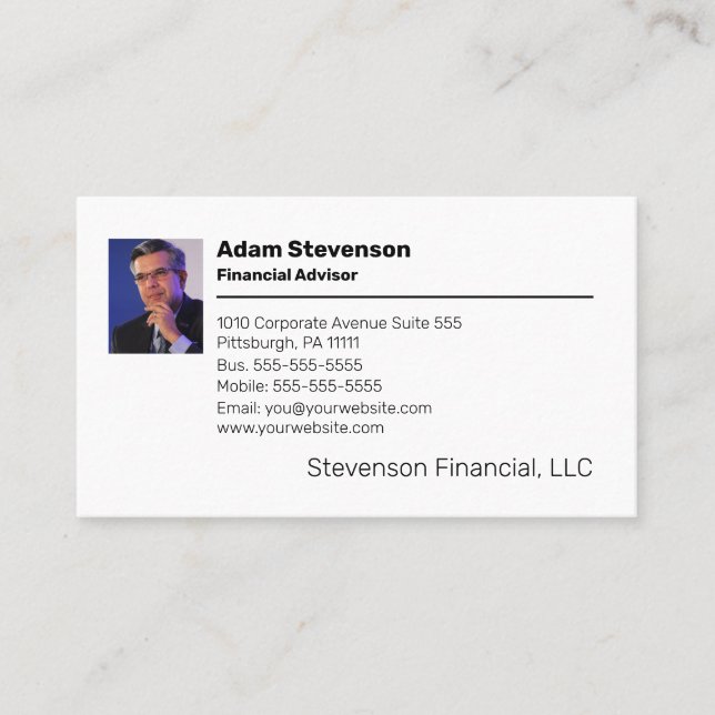 Carte De Visite Conseiller financier | Planner Professionnel  (Devant)