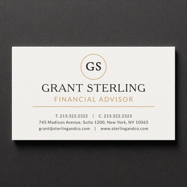 Carte De Visite Conseiller financier White Gold Luxe (Créateur téléchargé)