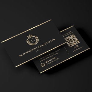 Carte De Visite Conseiller immobilier exécutif Faux Gold Crest
