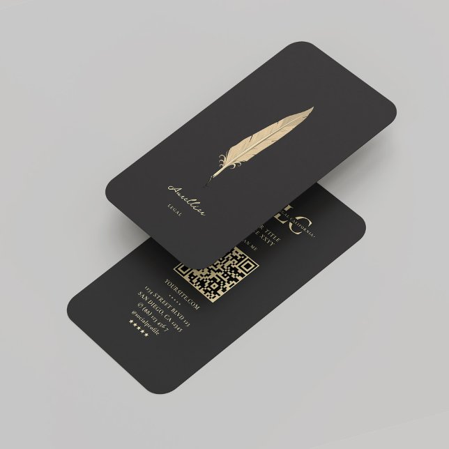 Carte De Visite Conseiller juridique notaire moderne Blue Gold Qui (Modern Notary Legal Attorney Blue Gold Quill Business Card
)