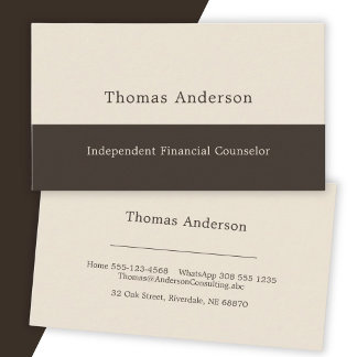 Carte De Visite Conseiller Moderne Minimaliste Lin Espresso