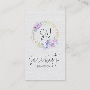 Carte De Visite Conseillère en beauté esthéticienne Fleur Monogram
