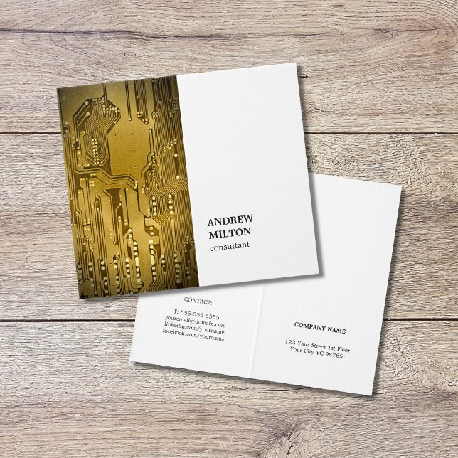 Carte De Visite Conseillère minimale Elegant White Gold CircuitBoa (Créateur téléchargé)