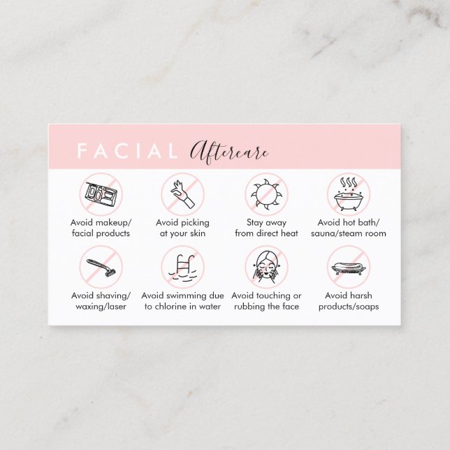 Carte De Visite Conseils de post-traitement du visage (Dos)