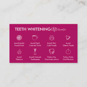 Carte De Visite Conseils de suivi de blanchiment des dents Pink Da