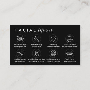 Carte De Visite Conseils de suivi pour le soin facial noir Post in