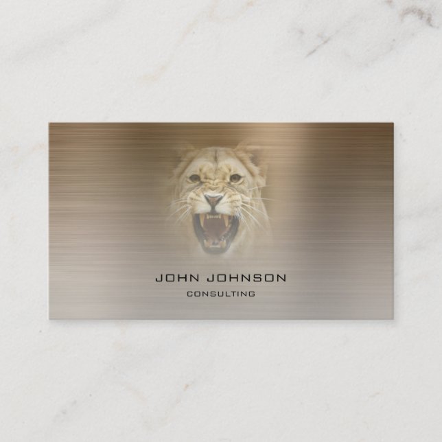Carte De Visite Conseils personnalisés Lion Sepia Acier métallique (Devant)