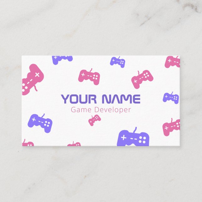 Carte De Visite Console de test de développeur de jeux vidéo rose  (Devant)