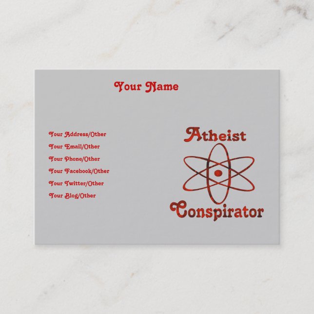 Carte De Visite Conspirateur athée (Devant)