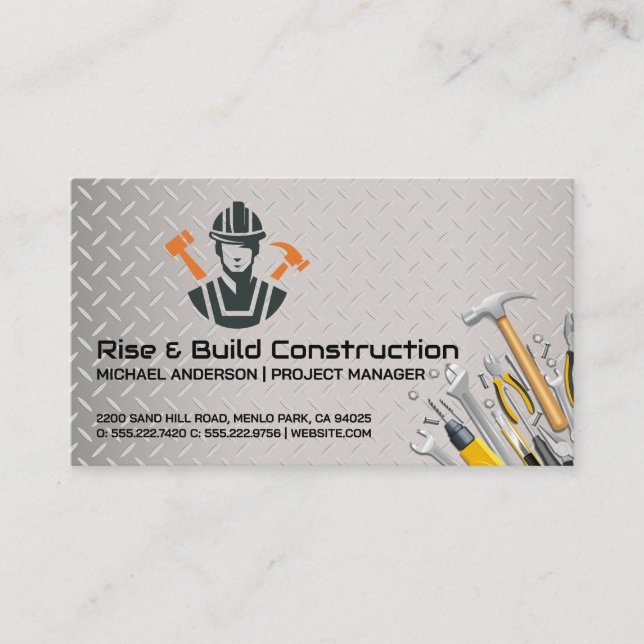 Carte De Visite Constructeur de bâtiments | Outils de constructeur (Devant)