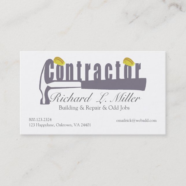 Carte De Visite Constructeur d'entrepreneur de construction de M. (Devant)