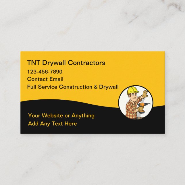 Carte De Visite Construction And Drywall Business Cards (Devant)
