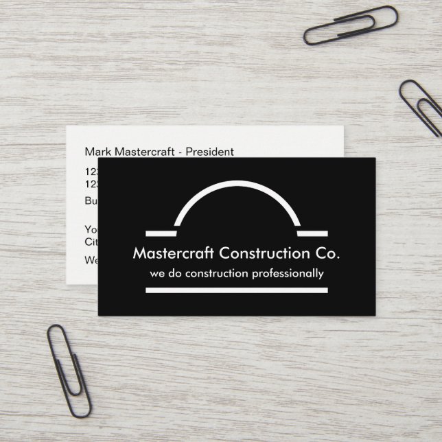 Carte De Visite Construction bilatérale moderne (Devant/Arrière en situation)
