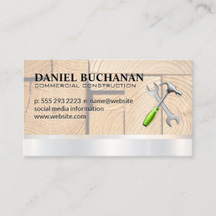 Carte De Visite Construction Bois coupé Clé à marteau
