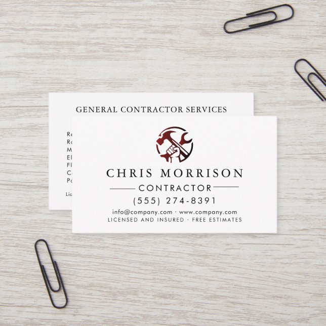 Carte De Visite Construction Business Marketing Logo (Devant/Arrière en situation)