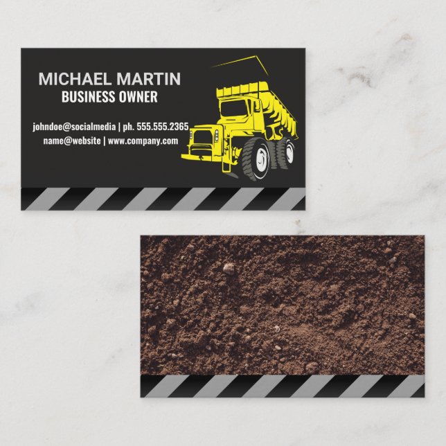 Carte De Visite Construction | Camion de vidange (Devant / Derrière)