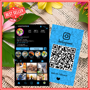 Carte De Visite Construction de bâtiments Instagram Bleu Code QR