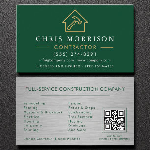 Carte De Visite Construction de bâtiments métalliques Code QR Vert