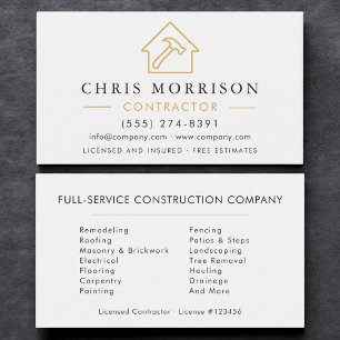 Carte De Visite Construction de bâtiments modernes en or blanc