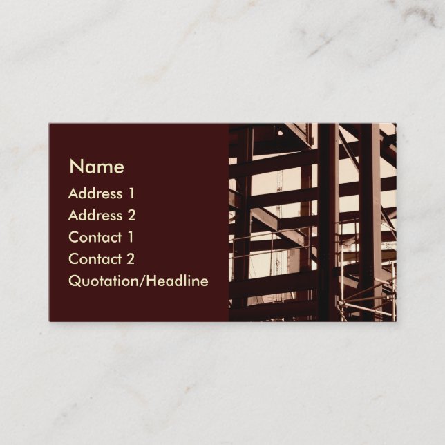 Carte De Visite Construction de cadre en acier (Devant)