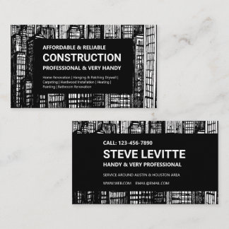 Carte De Visite Construction de gratte-ciel noir et blanc