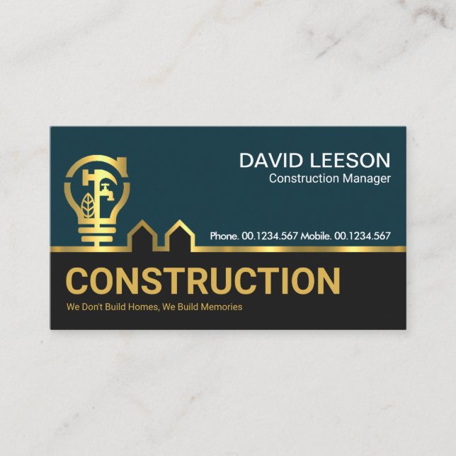 Carte De Visite Construction de la ligne d'amarrage Gold Handyman  (Devant)