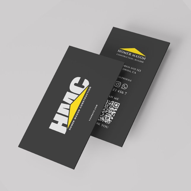 Carte De Visite Construction de l'entrepreneur général Triangle ja (General Contractor Construction Yellow Triangle Business Card
)