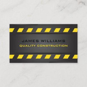 Carte De Visite Construction de rayures jaunes en métal noir
