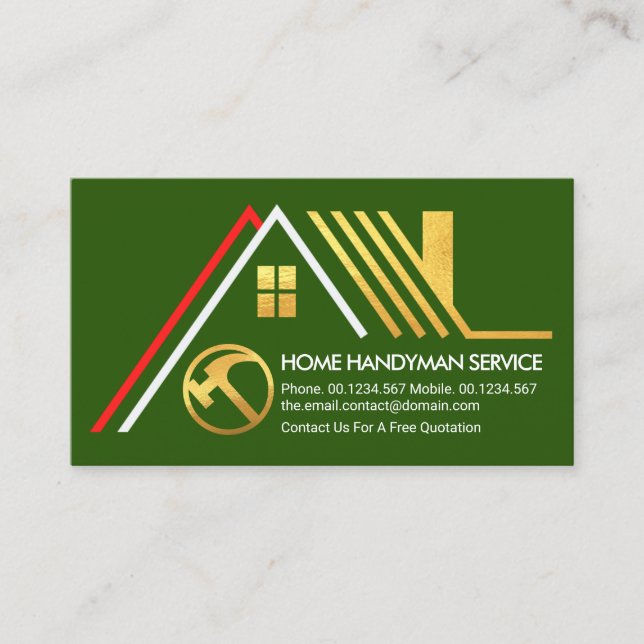 Carte De Visite Construction de toits en or A-Frame (Devant)