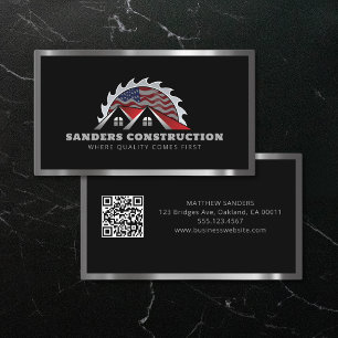 Carte De Visite Construction de toitures American Drapeau QR Code