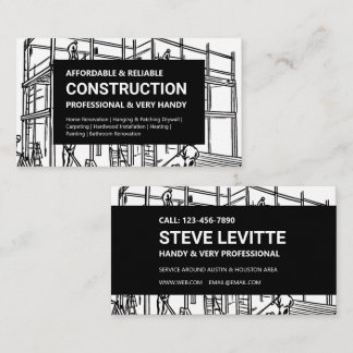 Carte De Visite Construction d'échafaudage noir et blanc