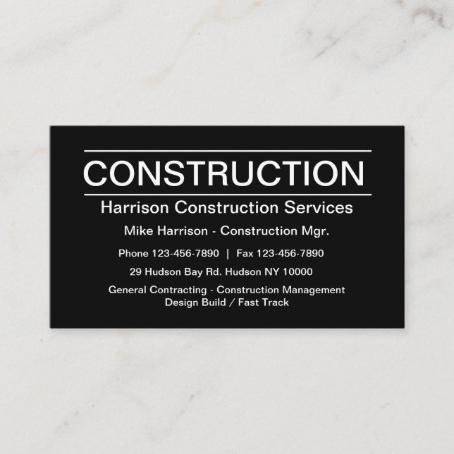 Carte De Visite Construction Deisgn moderne (Devant)