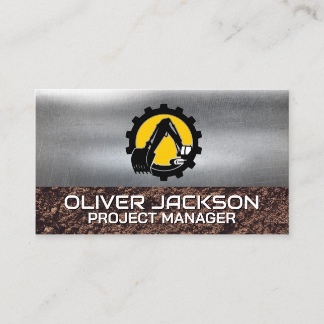 Carte De Visite Construction d'excavateur | Logo du constructeur | (Devant)