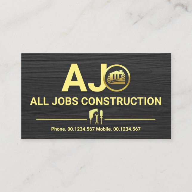 Carte De Visite Construction du monogramme gris (Devant)