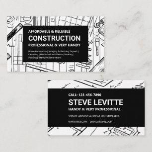 Carte De Visite Construction du plan blanc et noir