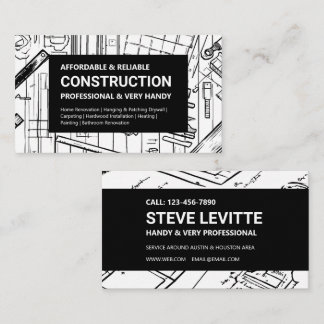 Carte De Visite Construction du plan blanc et noir