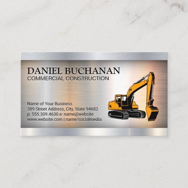 Carte De Visite Construction du véhicule Earth Mover | Metallique (Devant)