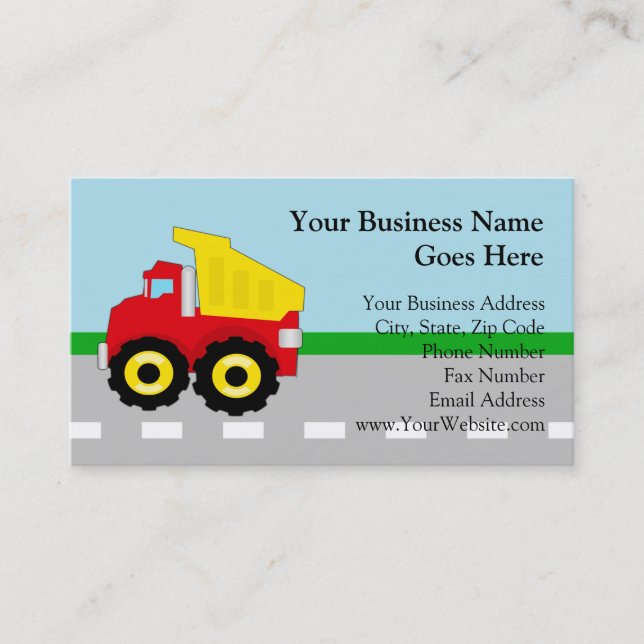Carte De Visite Construction Dumptruck d'enfants (Devant)