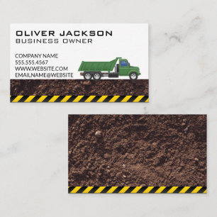 Carte De Visite Construction d'un camion de travail vert Jetée