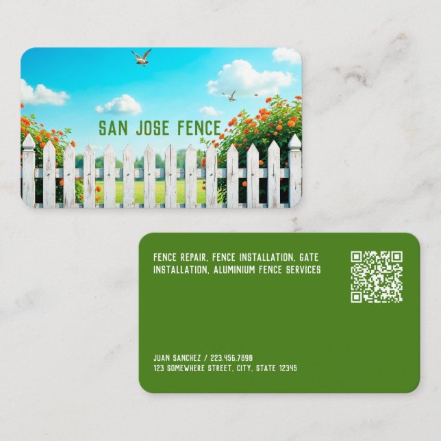 Carte De Visite Construction et réparation d'une clôture QR person (Devant / Derrière)