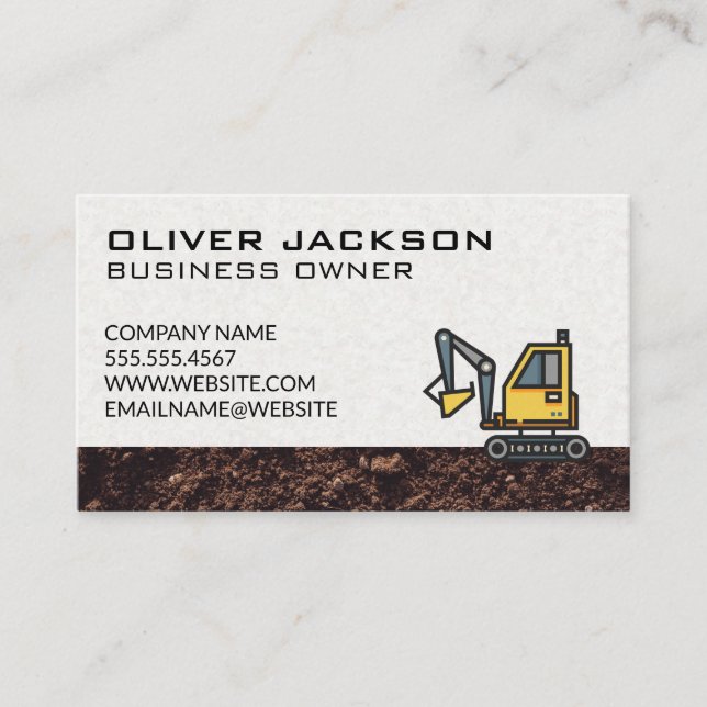 Carte De Visite Construction | Excavateur | Jetée (Devant)